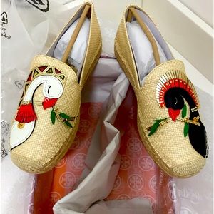 Tory Burch Parrot Espadrille Raffia/Calf Leather